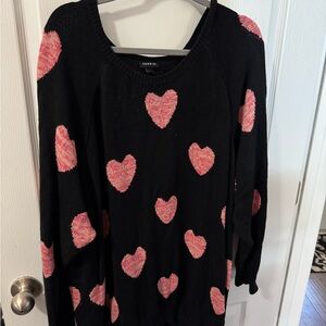 Torrid Black Sweater with Pink Heart Accents